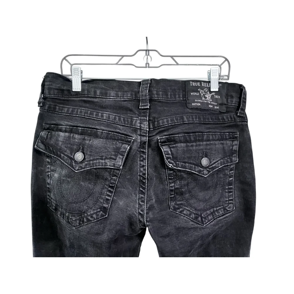 True Religion Ricky Straight Leg Flap Pocket Denim Jeans Size 32x31 Embroidered